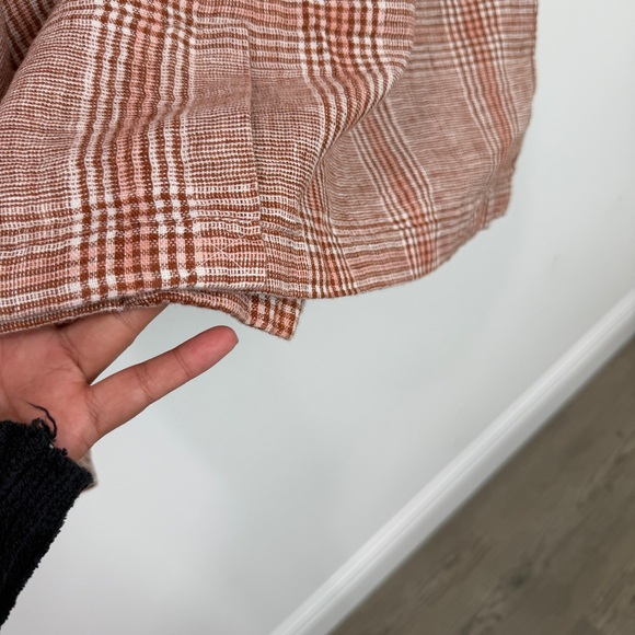 J. Jill Harper Relaxed Henna Plaid Linen Blend Longline Blazer Jacket XL Petite - Picture 6 of 8